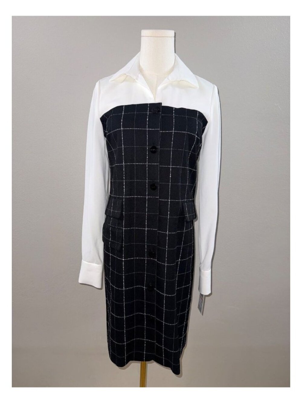 DKNY Plaid Long Sleeve Shirt Dress Size 2 - 1639